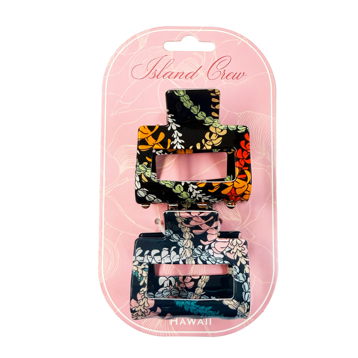 ACRYLIC HAIR CLIP CLAW: Hawaii Designs 5 (2 Pack)