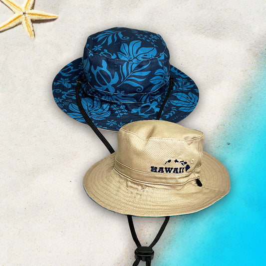 REVERSIBLE BUCKET HAT: Monstera w/ Honu