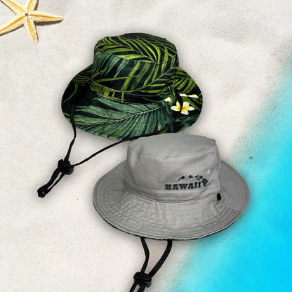 REVERSIBLE BUCKET HAT: Palm Parade