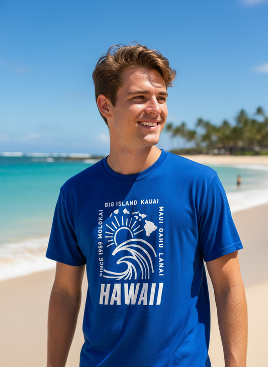 Cool Short Sleeve T-Shirt : SUNSET WAVE HAWAII