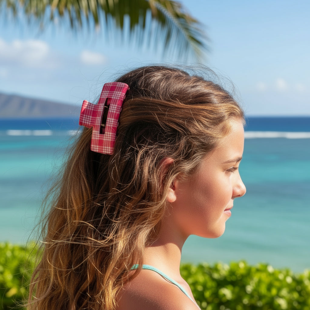 ACRYLIC HAIR CLIP CLAW: Hawaii Designs 4 (2 Pack)