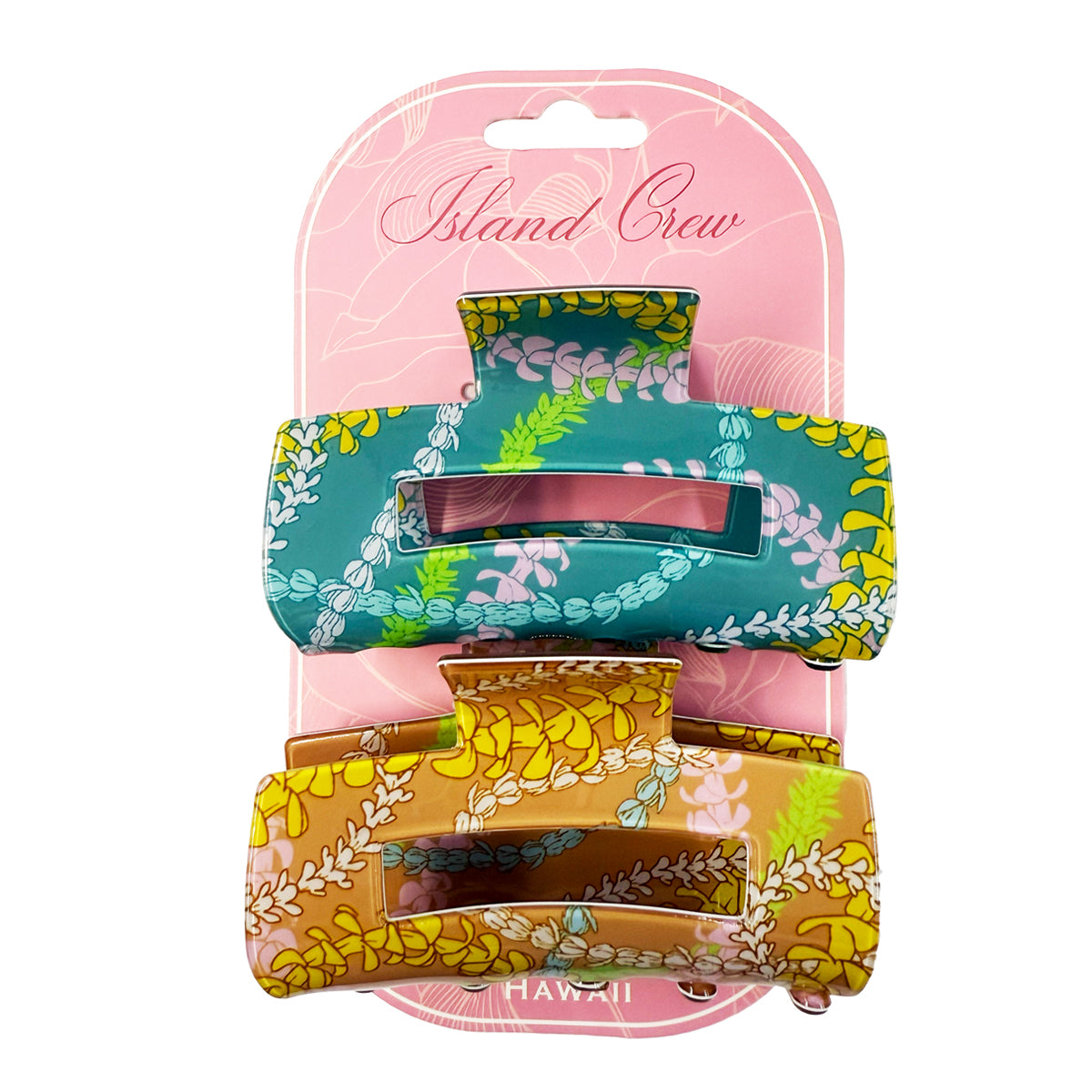 ACRYLIC HAIR CLIP CLAW: Hawaii Designs 2 (2 Pack)
