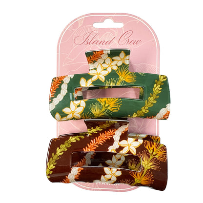 ACRYLIC HAIR CLIP CLAW: Hawaii Designs 2 (2 Pack)