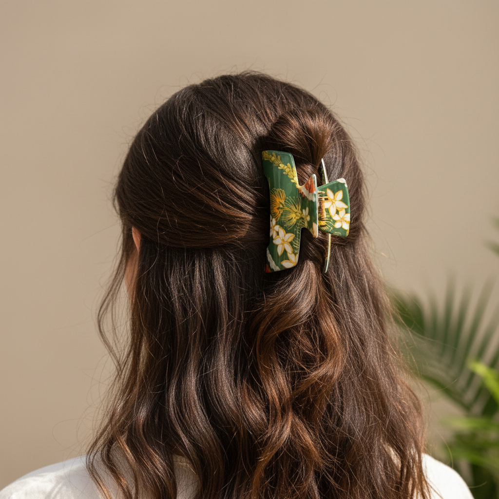 ACRYLIC HAIR CLIP CLAW: Hawaii Designs 2 (2 Pack)