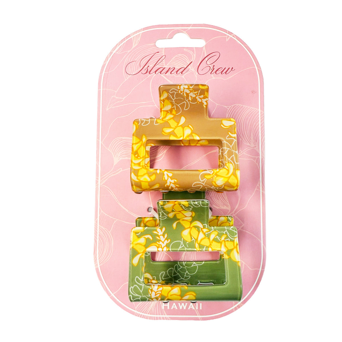ACRYLIC HAIR CLIP CLAW: Hawaii Designs 5 (2 Pack)