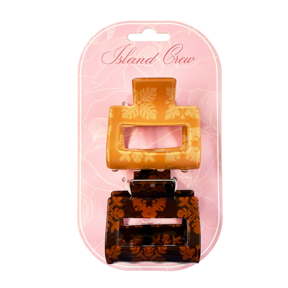 ACRYLIC HAIR CLIP CLAW: Hawaii Designs 5 (2 Pack)