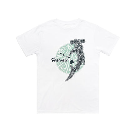 MIXED BLEND SHORT SLEEVE T-SHIRT: Tapa Hammerhead Shark