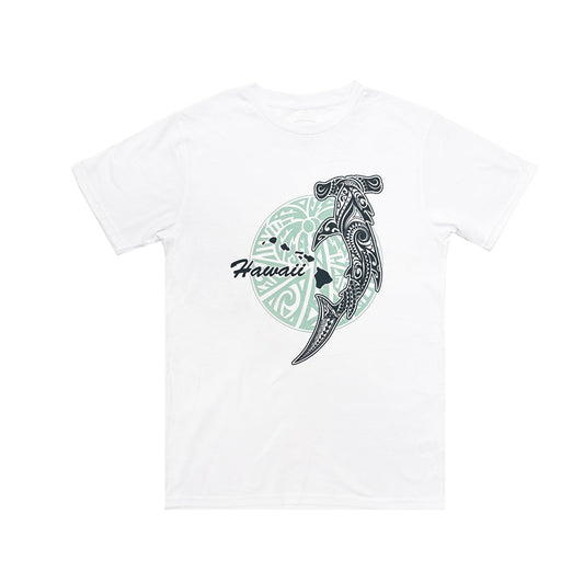 MIXED BLEND SHORT SLEEVE T-SHIRT: Tapa Hammerhead Shark