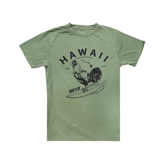 MIXED BLEND SHORT SLEEVE T-SHIRT: Surf's Up Rooster