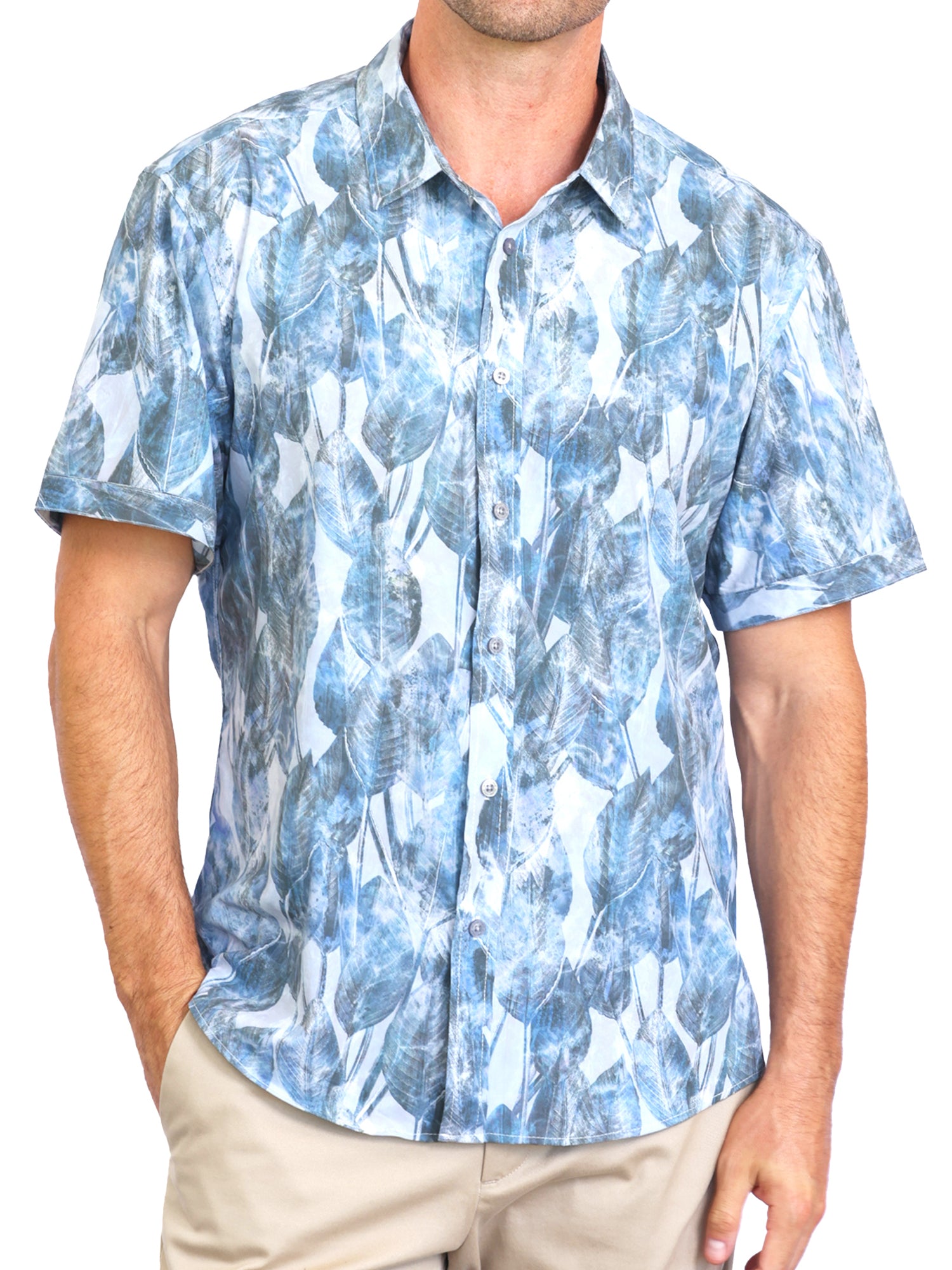 Island Crew Men's Stretch Short Sleeve Aloha Shirt: Island