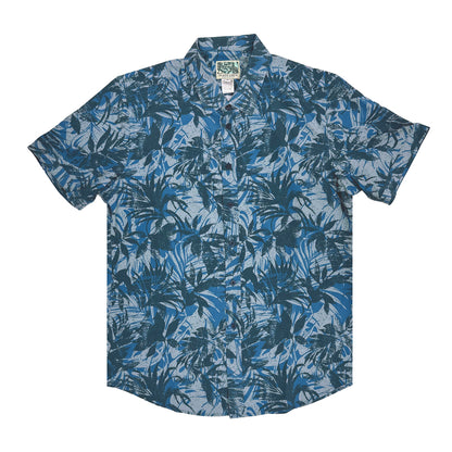 Island Crew Men's Stretch Short Sleeve Aloha Shirt: Pacific Silhouette