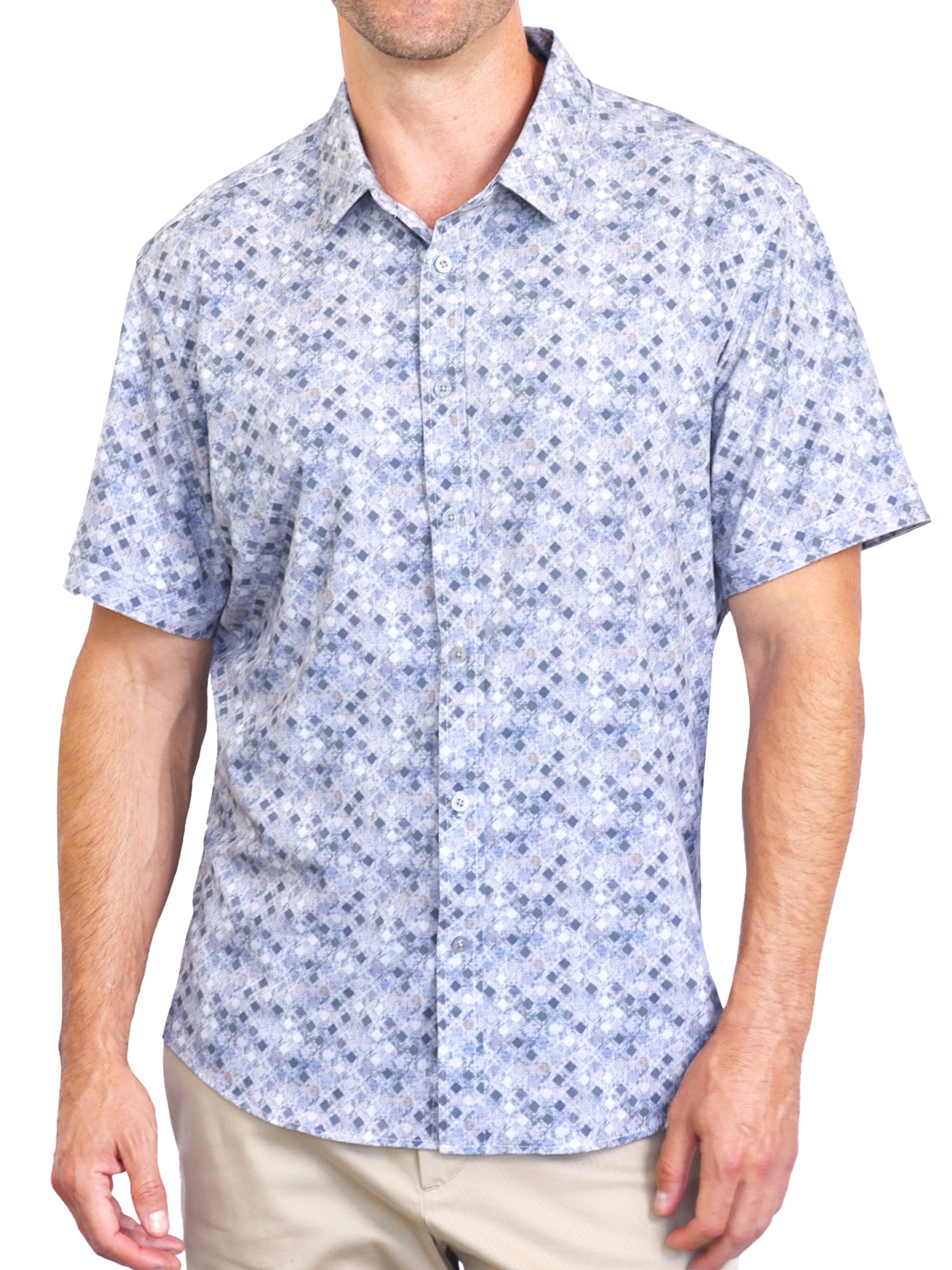 dress shirt men's short sleeve Island Crew Men's Stretch Short Sleeve Aloha Shirt: Midnight Breeze