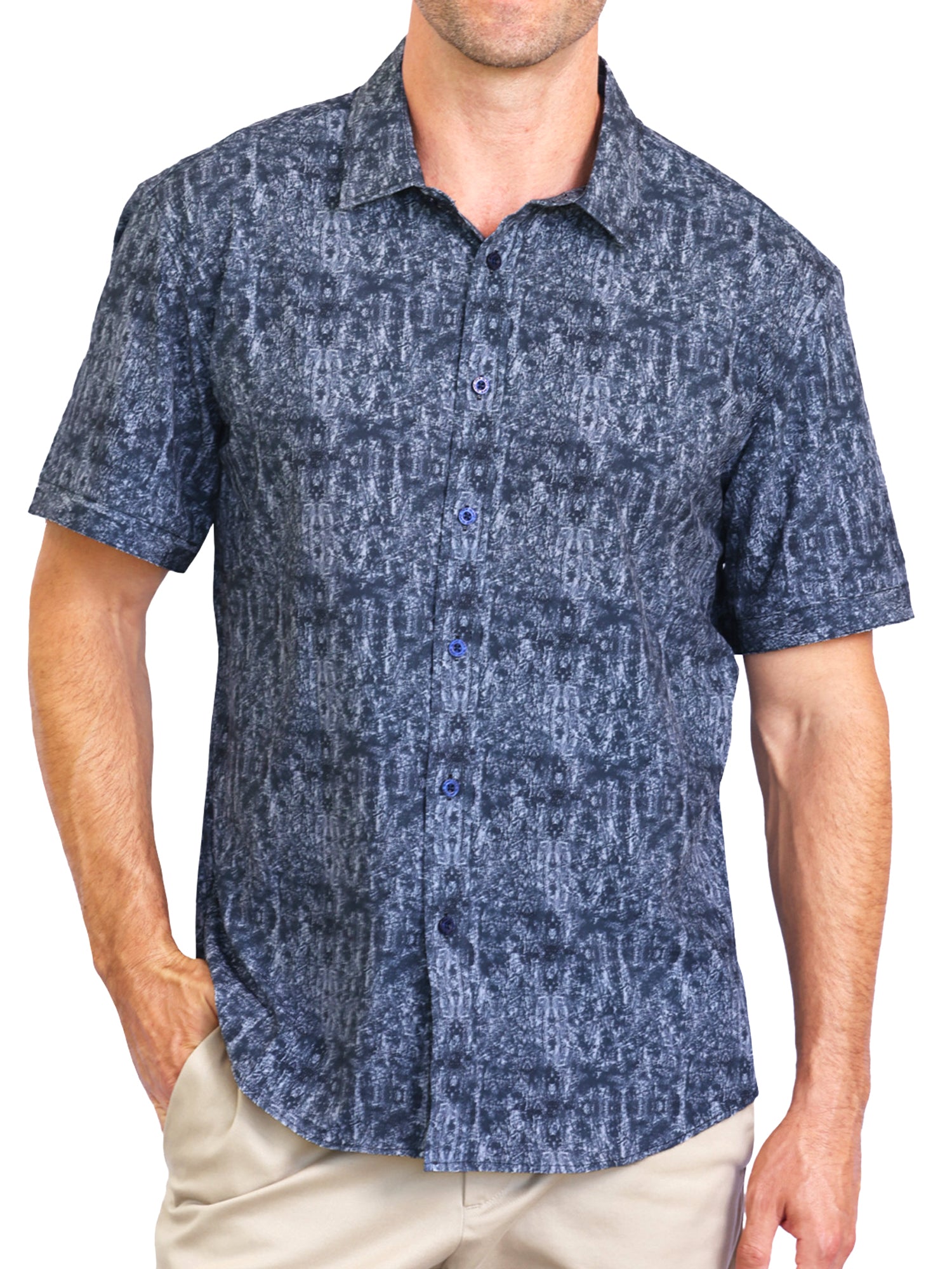 white christmas dresses Island Crew Men's Stretch Short Sleeve Aloha Shirt: Island Eclipse