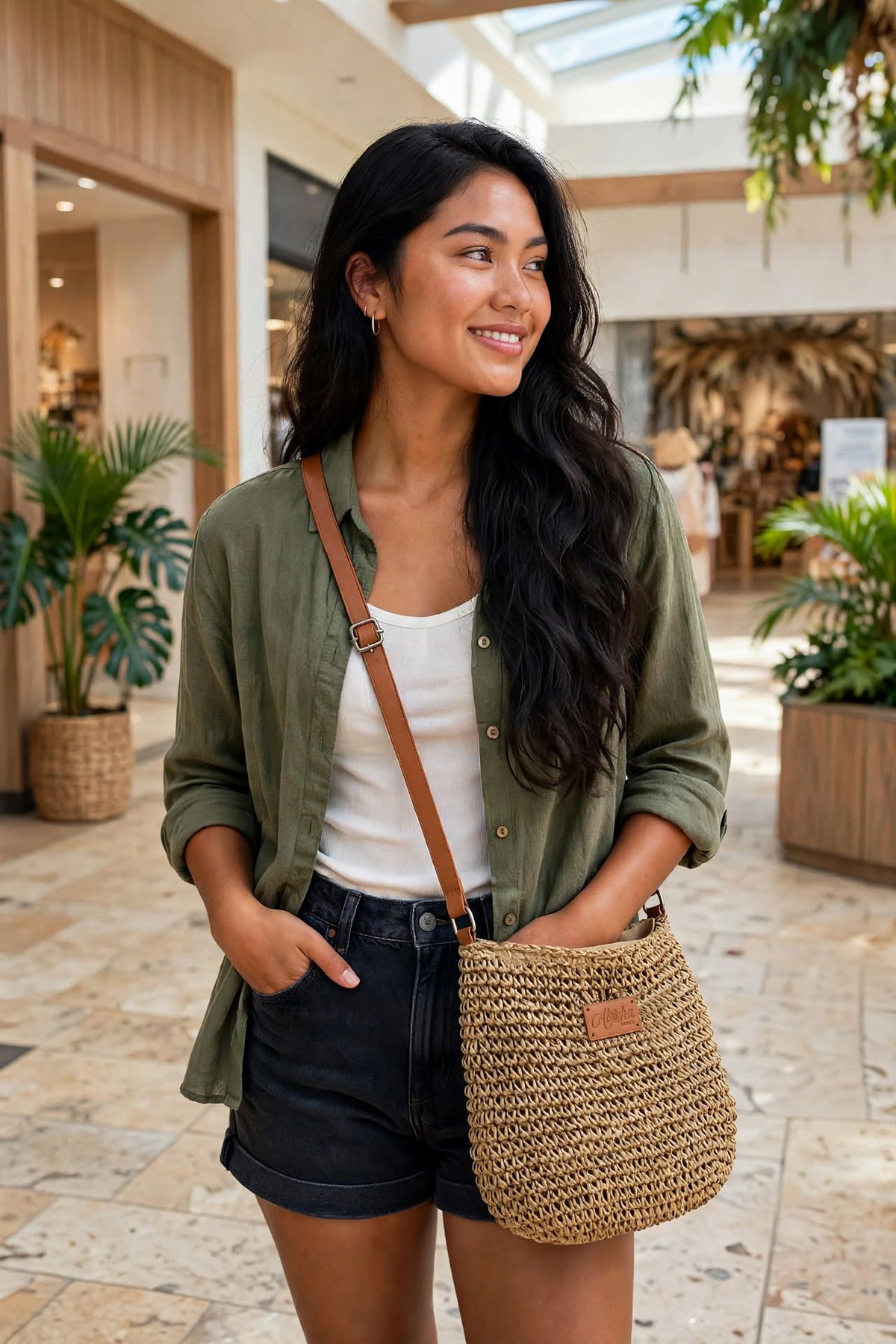 STRAW CROSSBODY BAG: Aloha Hawaii