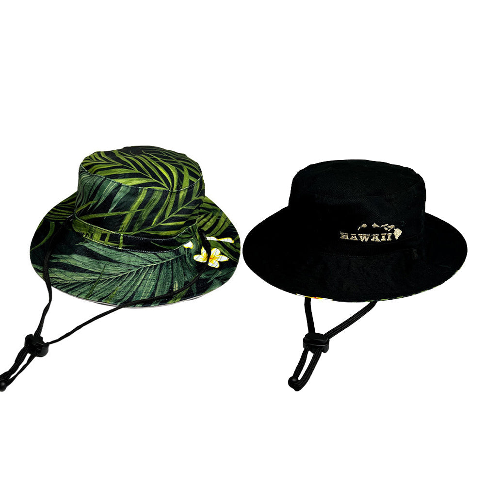 REVERSIBLE BUCKET HAT: Palm Parade