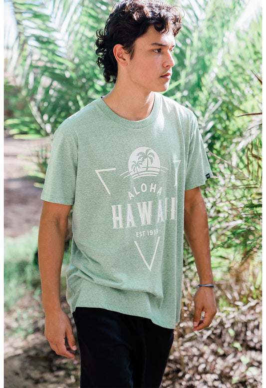 Tri-Blend Short Sleeve T-Shirt: Tropical Palms