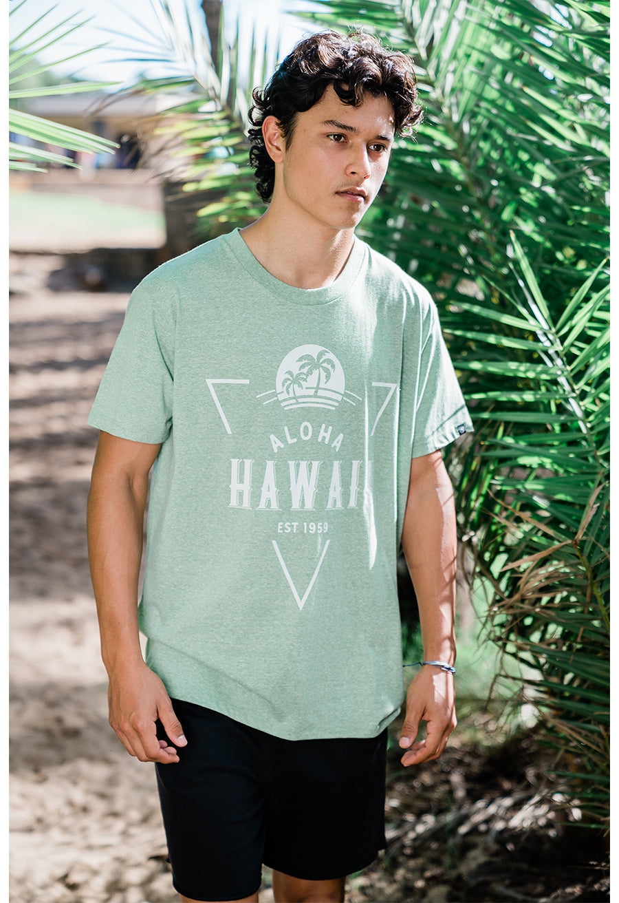 Tri-Blend Short Sleeve T-Shirt: Tropical Palms