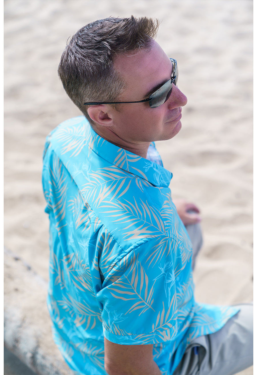 STRETCH SHORT SLEEVE ALOHA SHIRT: PALM BAY - Small