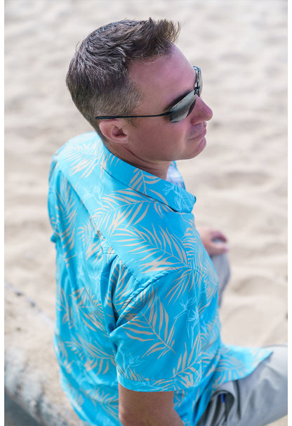 STRETCH SHORT SLEEVE ALOHA SHIRT: PALM BAY - Small